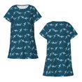 thumbnail image 5 of Salouo Cute Shark Print Short Sleeve Sleepshirt for Womens Comfy Nightgown Scoopneck Cute Nightdress Ruffle -Medium, 5 of 7