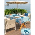 thumbnail image 5 of Outdoor Tablecloth with Umbrella Hole for Patio/Picnic/Party/Camping, Coastal Turtle Blue Waterproof Table Cloth Rectangle Table Cover Washable, Summer Beach Nautical Coral Starfish (52"x 70"), 5 of 8