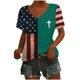 thumbnail image 3 of Tops Cortos para las Mujeres Día de la Independencia Patriótica Impreso Cuello en V, Manga Corta Top Casual para Diario, Fiesta Y Todas las Estaciones, 3 of 5