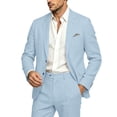 thumbnail image 6 of FGVCTG Mens Notch Lapel Blazer Jacket Casual Regular Fit Sport Coat Business Wedding Suit Jacket for Daily Party Prom Office Wear Light Blue 2XL, 6 of 7