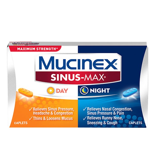 Mucinex SinusMax Day and Night Caplets, 20 Count, Triple Action Relief