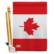 Americana Home & Garden AA-CY-HS-140046-IP-BO-D-US18-AG 28 x 40 in. Canada Flags of the World Nationality Impressions Decorative Vertical Double Sided House Flag Set & Pole Bracket Hardware Flag Set
