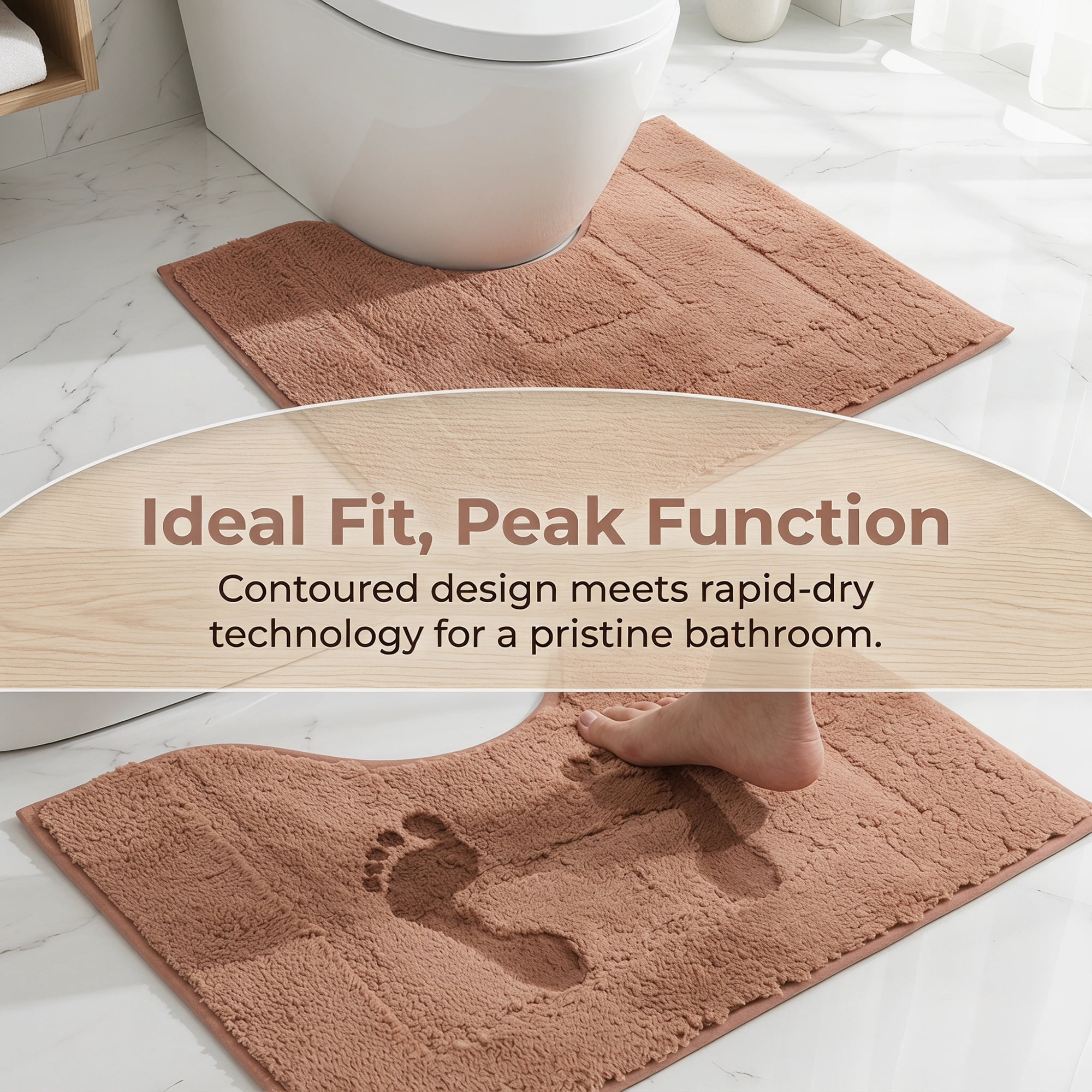 Unique Bargains U-Shaped Absorbent Non Slip Machine Washable Bath Mat Red 20" x 16"