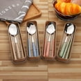 thumbnail image 5 of Reusable Utensils with Case, Travel Portable Fork Spoon Chopsticks Set with Organizer Stainless Steel Flatware Utensils to go with Platic Case for Lunch Box, 5 of 9