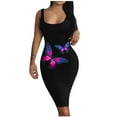 thumbnail image 1 of Fridja Womens Print Tank Dress Sleeveless Basic Midi Club Dress, 1 of 6