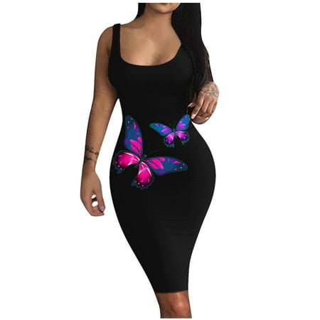 

Pink Dress Summer Dress Fashion Women Print Sexy Tank Dress Sleeveless Basic Midi Club Dress on Clearance Summer Dresses for Women 2022 Birthday Dresses for Women Sexy Black S