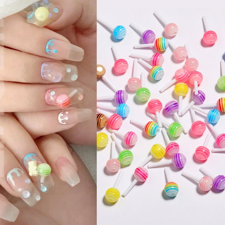 XL Sweet Summer Kawaii Nail Charms Set Lollipop/Cherry/Jelly Bear/Christmas  Design For 3D Nail Decoration In Pink Box Candy B509 - AliExpress