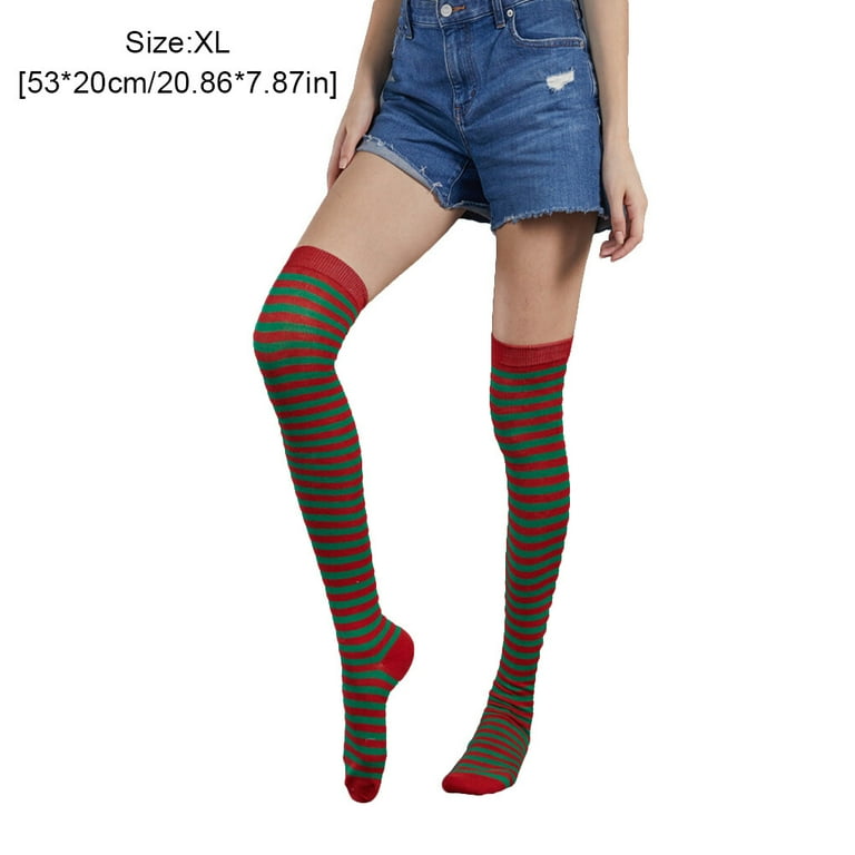 1111Fourone Pack of 2 Striped Plus Size Thigh High Socks