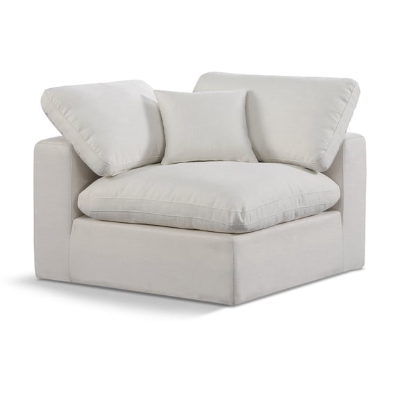 Meridian Furniture Comfy Cream Linen Textured Fabric Corner Chair