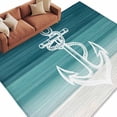 thumbnail image 2 of 6'x9' Area Rugs, Nautical Anchor Teal Green Indoor Outdoor Area Rug for Living Room Bedroom, Coastal Ocean Ombre Striped Washable Bathroom Rugs Kitchen Floor Carpet Mats Home Decor Aesthetic, 2 of 8