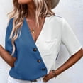 thumbnail image 3 of Hauts de Mode pour Femmes Été Manches Courtes Patchwork Sexy Blouse Décontractée, 3 of 4