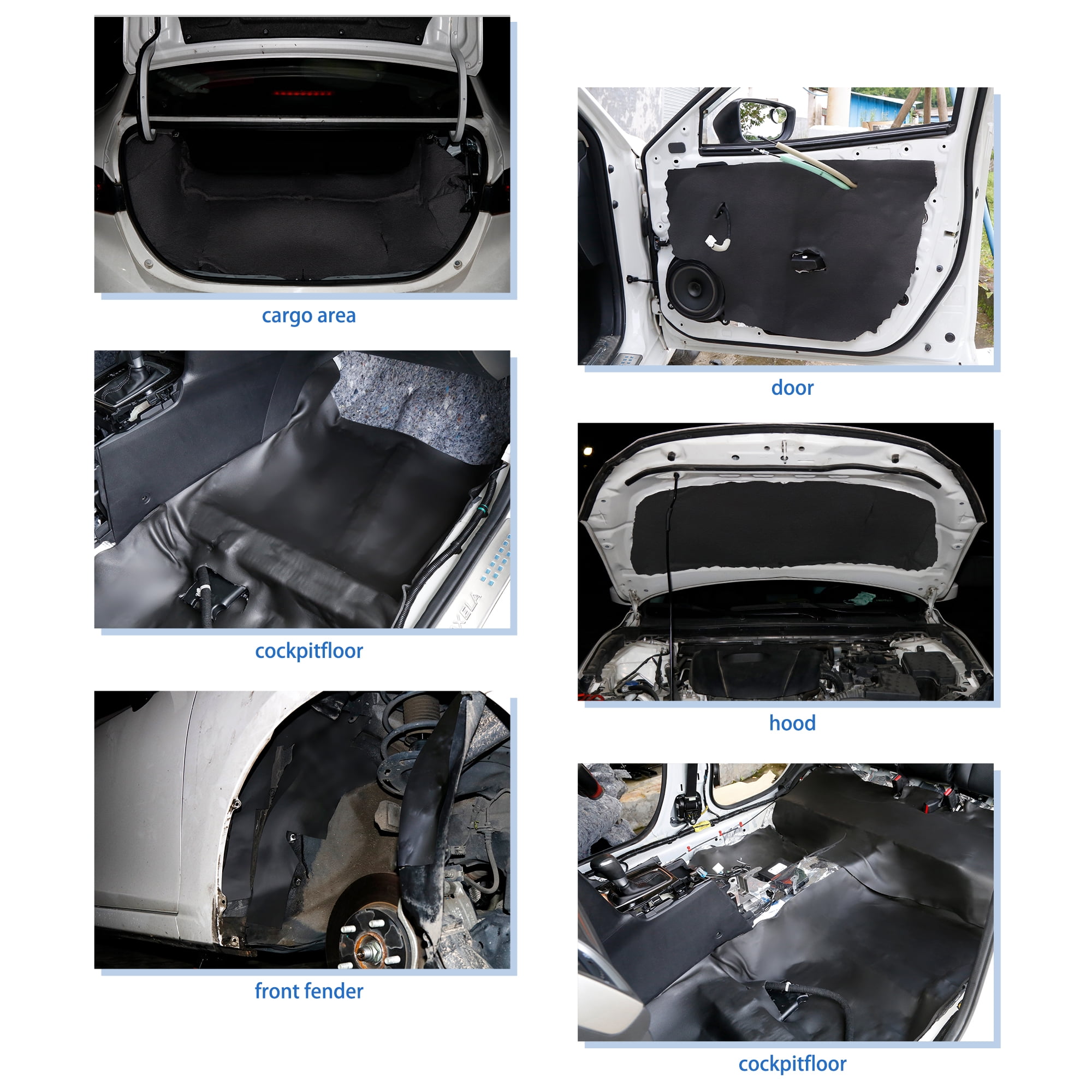 Unique Bargains 27pcs Car Sound Deadener Insulation Mat Cotton Blend 5mm 197mil