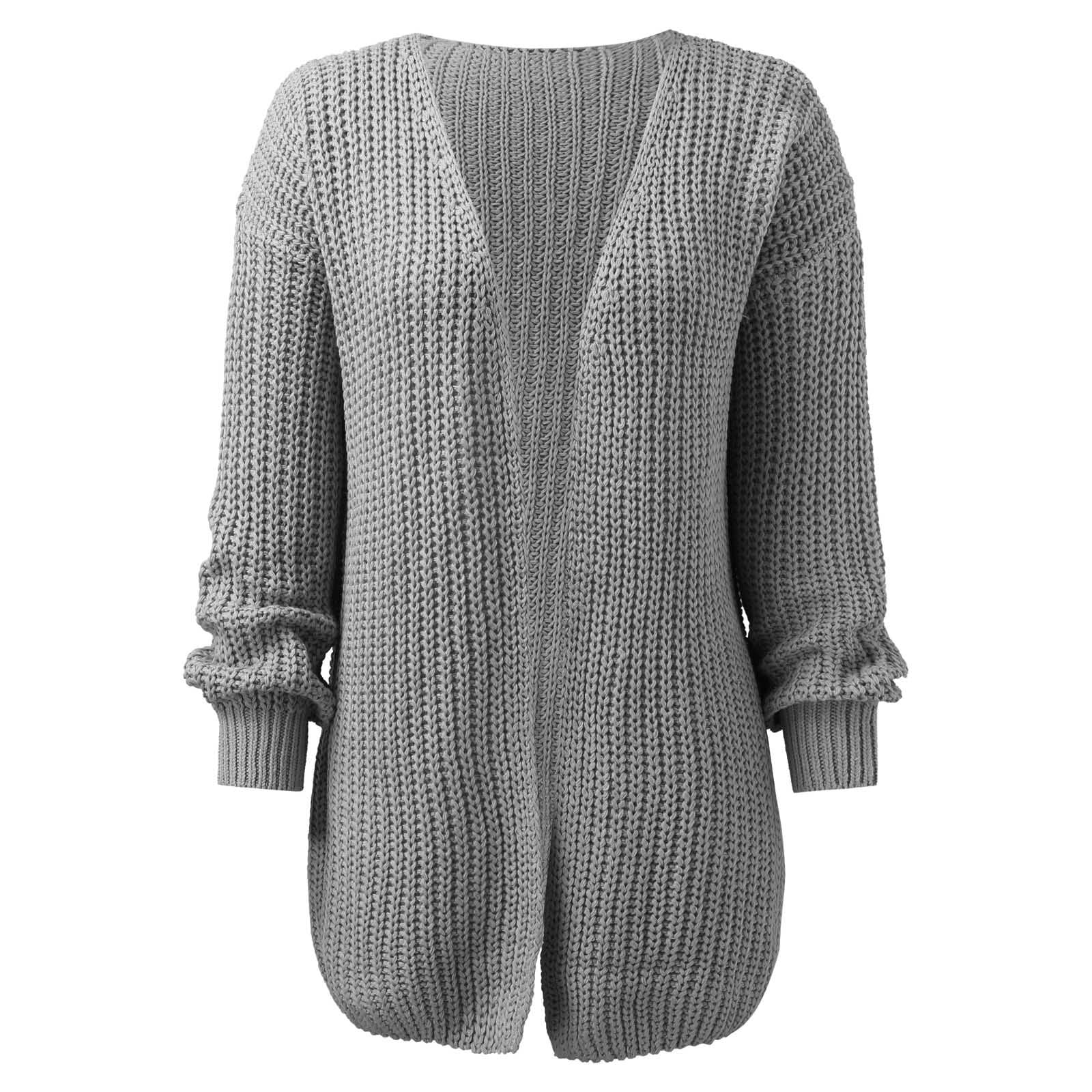 Femmes Hiver Automne Manteau Câble Tricoté Mode Cardigan Mi - Main Image