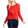 thumbnail image 2 of maison Jules Womens Twist Front Basic T-Shirt, Red, Medium, 2 of 2