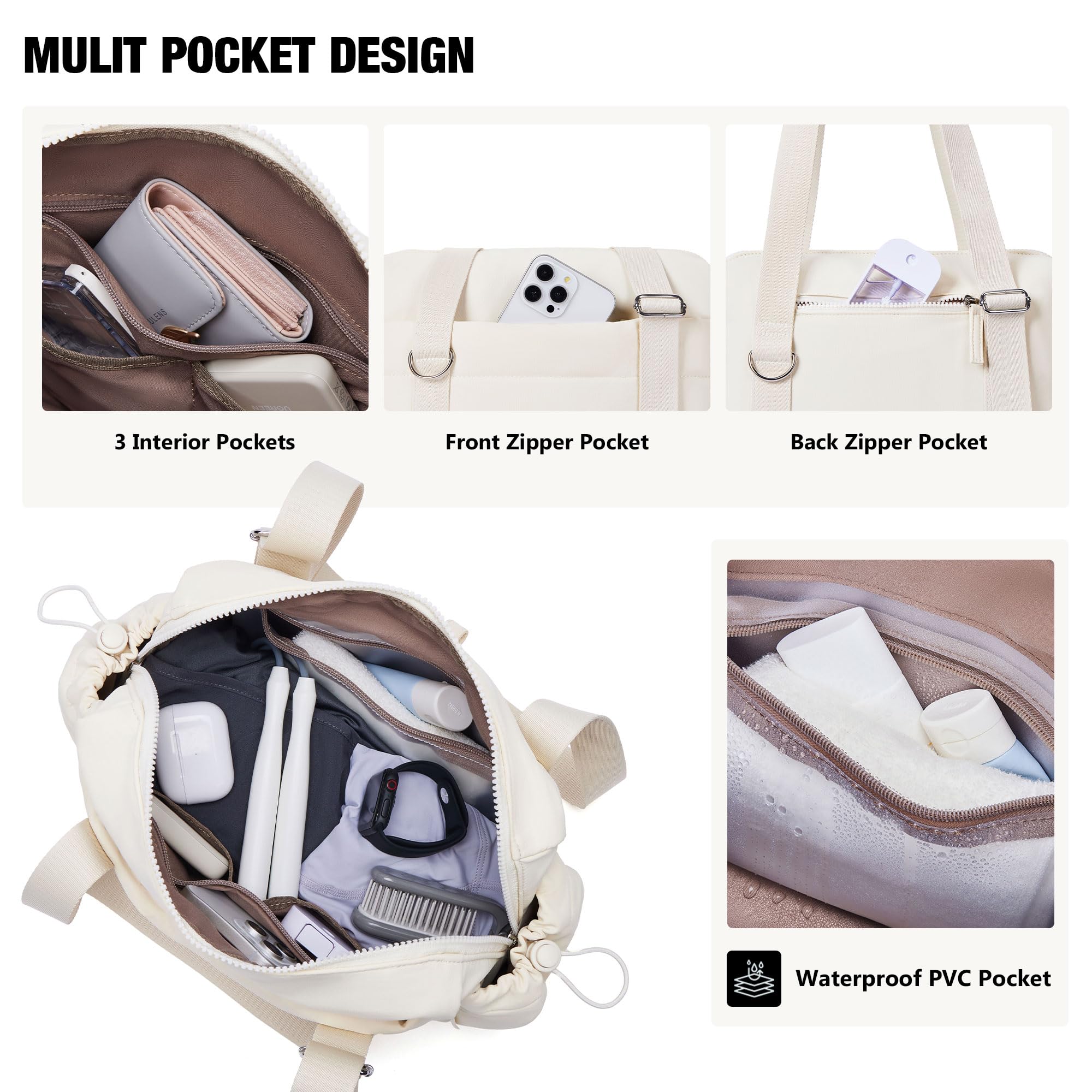 XINLANER Mini Gym Bag for Women, Small Gym Tote Bag Puffy Quilted Sports Duffel Bag with Wet Compartment and Coin Purse Duffel Bags Dance Yoga Workout Bag