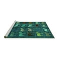 thumbnail image 2 of Ahgly Company Machine Washable Indoor Square Abstract Turquoise Blue Modern Area Rugs, 5' Square, 2 of 4