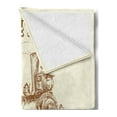 thumbnail image 2 of Steam Engine Soft Flannel Fleece Throw Blanket, Old Times Train Vintage Hand Drawn Iron Industrial Era Locomotive, Cozy Plush for Indoor and Outdoor Use, 60" x 80", Ivory Pale Caramel, by Ambesonne, 2 of 5