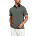 thumbnail image 4 of INSPIRE CHIC Men's Zipper Closure Colorblock Short Sleeve Basic Polo Shirt M Dark Gray, 4 of 5