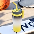 thumbnail image 4 of Vaso de agua degradado de 1200 ml con asa y pajita de regalo para niño y niña (amarillo), 4 of 6