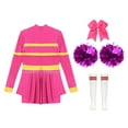 thumbnail image 4 of LiiYii Kids Girls Cheer Leader Dance Outfit Cheerleading Skirt Set Stage Party Performance Dress Up Hot Pink A 16, 4 of 5