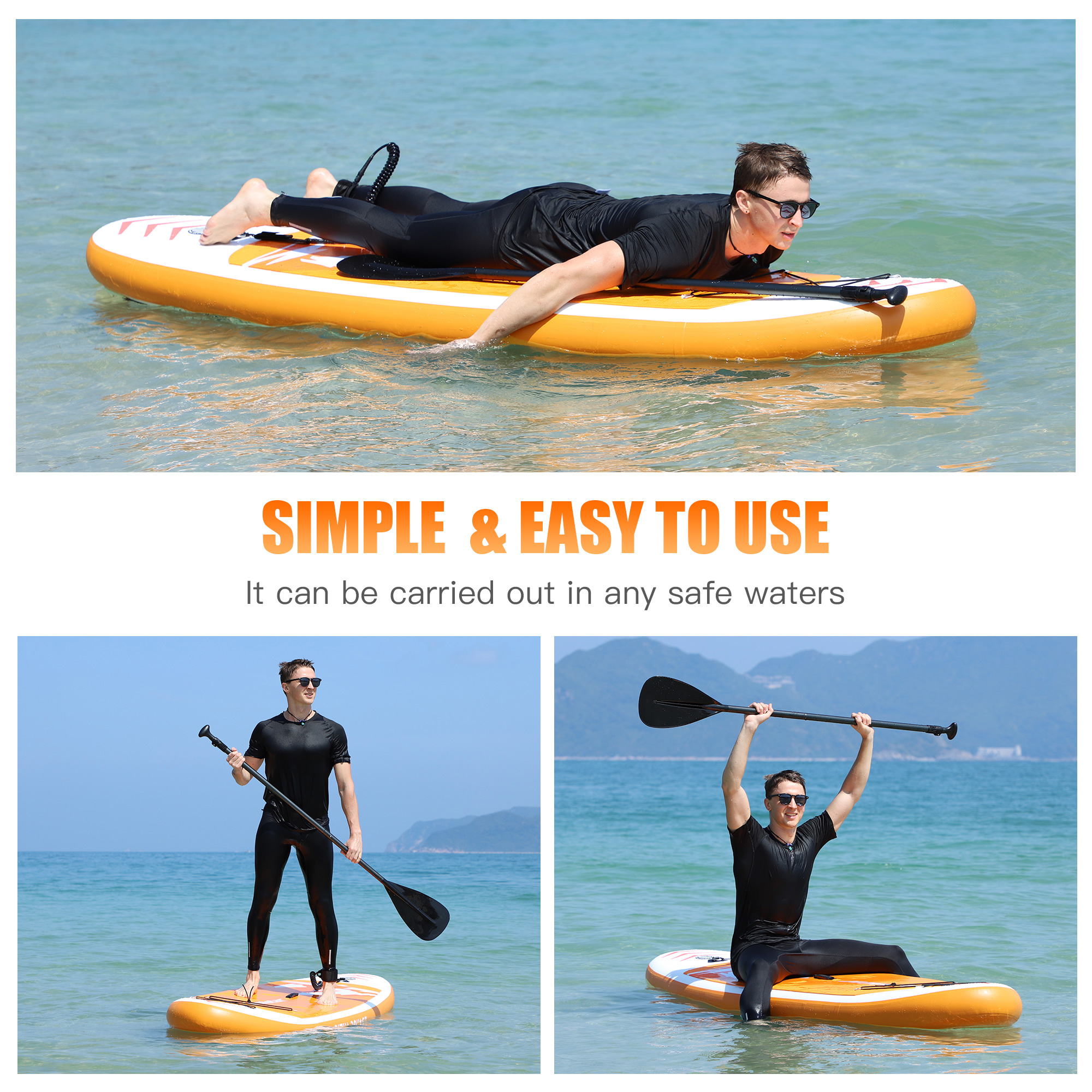 Famistar 8'7" Inflatable Stand Up Paddle Board SUP w/ 3 Fins, Adjustable Paddle, Pump & Carrying Backpack - image 2 of 13