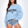 thumbnail image 3 of WEIWEN Halloween Sweatshirt for Women Funny Pumpkin Long Sleeve Fall Shirts Salem Massachusetts EST 1626 Outfits Women's Fall Fashion Clothing Light Blue, XL, 3 of 5