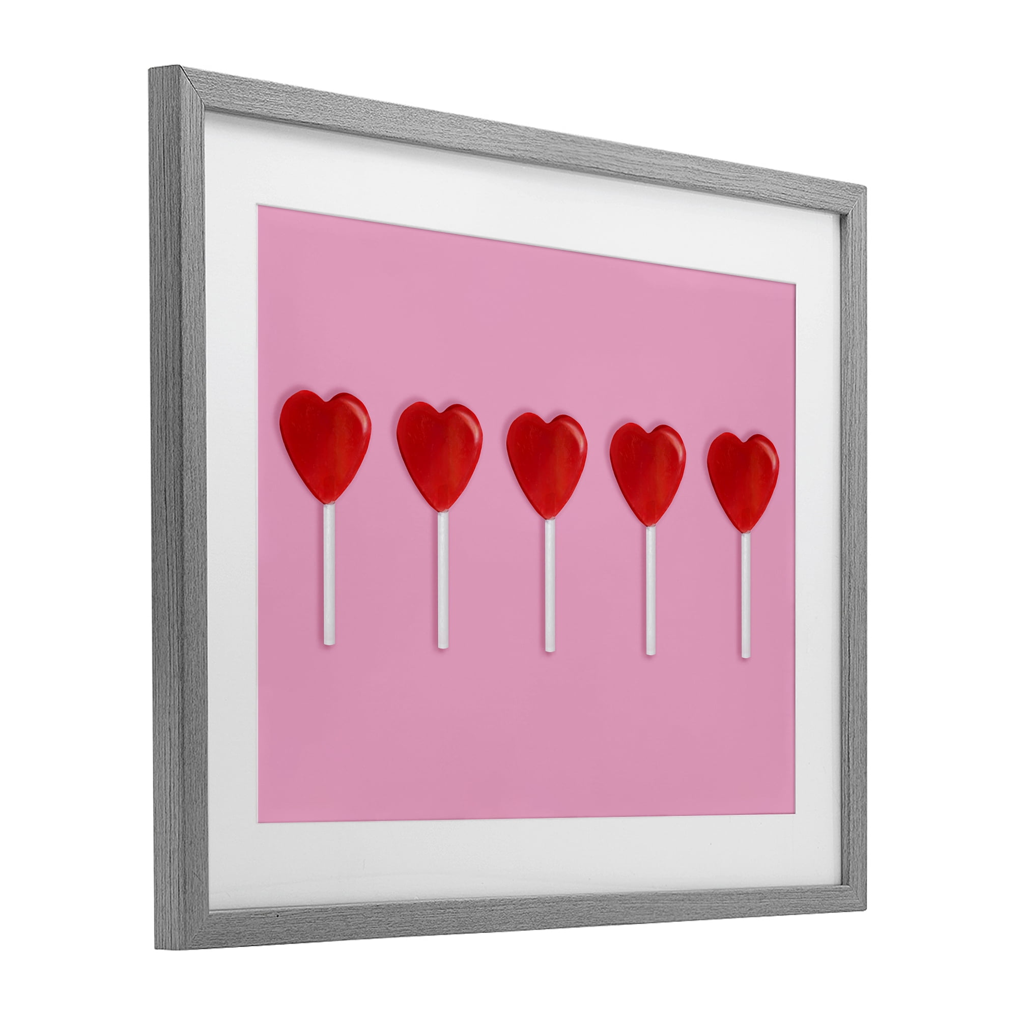 Stupell Industries Valentine's Heart Pops Gray Framed Print Under Glass, design by LISH Creative