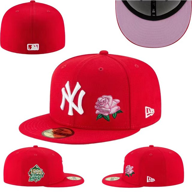 M-L-B Gorra New York Yankees Fitted Sombrero No Ajustable De Béisbol Completa Cerrada Ala Plana 9UGG