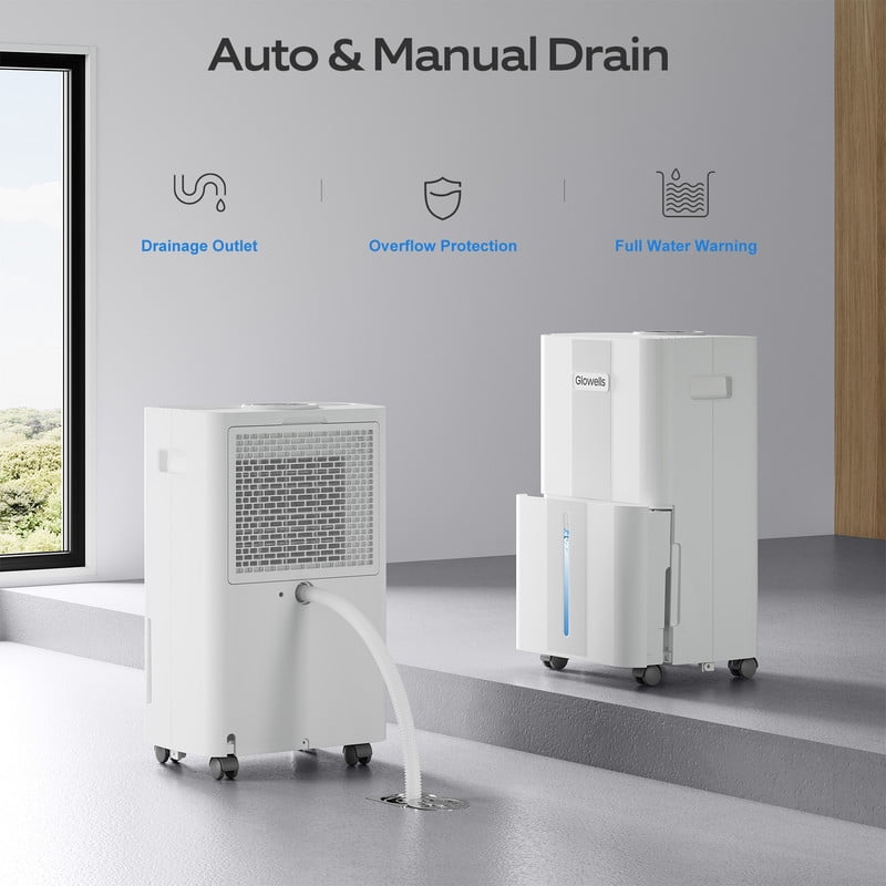 21 pt. up to 2500 sq. ft. Dehumidifier with 0.53 Gal Bucket and Continuous Drain