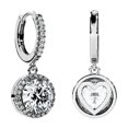 thumbnail image 1 of Pendientes SIGALIT Halo Moissanite Drop de plata de ley, 1 of 8