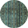 thumbnail image 1 of Ahgly Company Indoor Round Abstract Light Blue Modern Area Rugs, 3' Round, 1 of 4