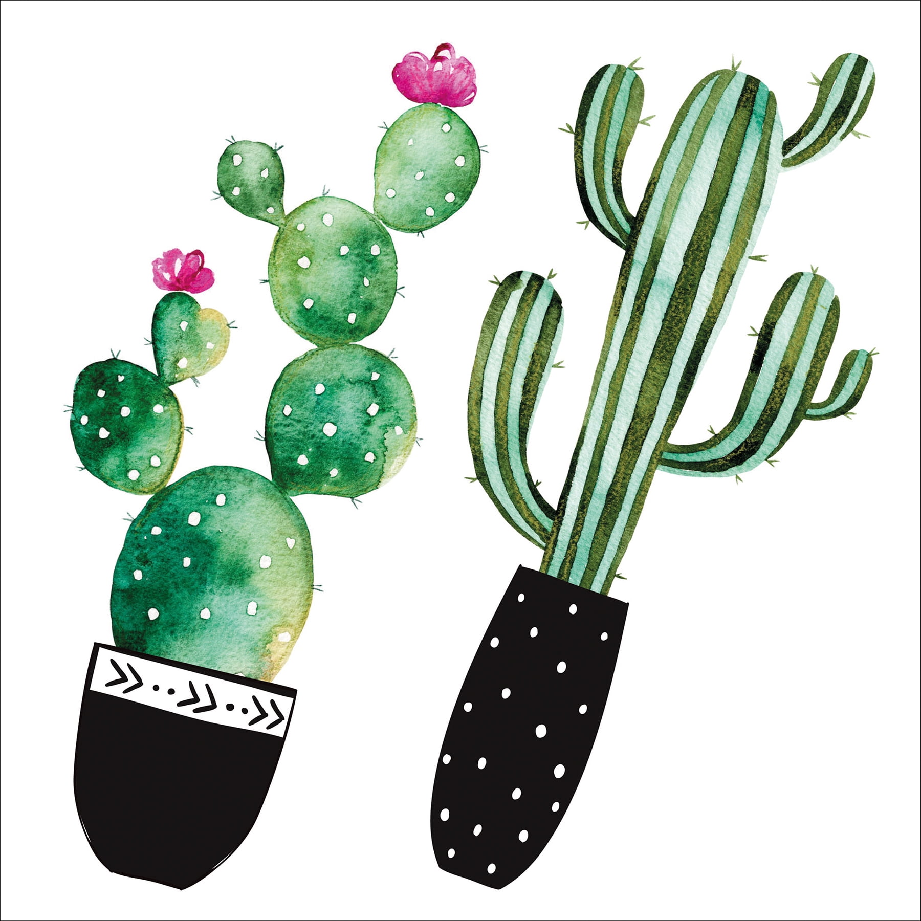 Crearreda Watercolor Cactus Wall Decals Set of 8