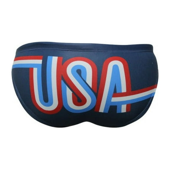 Men's Swimsuit Brief Athletic Swimwear Usa Suit, Blue, Water Polo, Underwater Rugby, High Performance