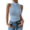 thumbnail image 2 of Womens Tops 2025 Women's Fashionable Simple Open Umbilical High Neck Mesh Versatile Tank Top Shirts for Women, 2 of 4