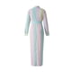 thumbnail image 5 of VISgogo Vestido Casual para Mujer, Color Sólido/Rayas/Contraste de Color Impreso Manga Larga Cuello en V Vestido Largo VISgogo moda, 5 of 9