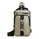 thumbnail image 2 of Mochila bandolera para hombre mujer | Bolsa de pecho ajustable para el hombro con orificio para auriculares | Poliéster ligero | Tamaño compacto para tabletas de 7,9" | Azul Caqui Gris Oscuro | 11,8, 2 of 7