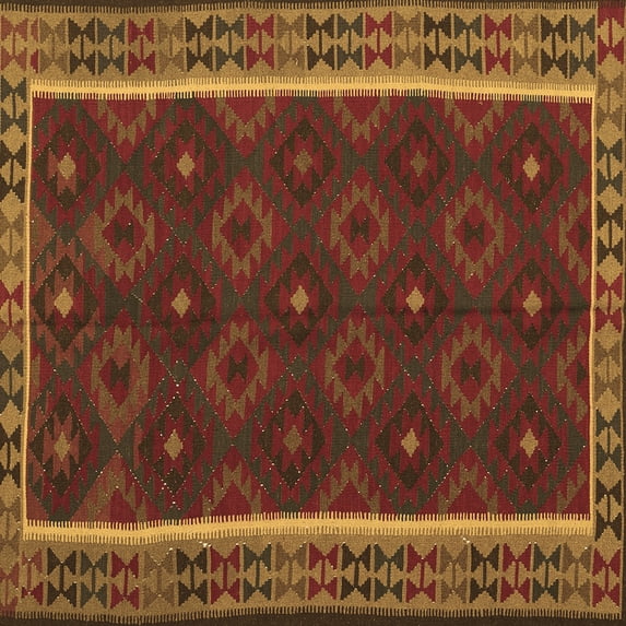 Ahgly Company Indoor Square Oriental Brown Traditional Area Rugs, 4' Square