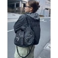 thumbnail image 5 of Top-keivon Shoulder Bag for Women, Y2K Rivet Faux Leather Underarm Purse, Retro Motorcycle Trendy Casual Commute Handbag, 5 of 5