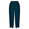 thumbnail image 4 of SELONE Navy Lounging Pants for Women Mid Waist Plus Size Lounge Pants Cropped Trouser Pants Loose Casual Beach Pants Pull on Solid Soft Straight Leg Lightweight Comfy S Breathable Summer Clothes, 4 of 5