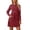 Red, variant on Casual Long Sleeve Dress Solid Color Round Neck Belted Waist With Pockets Fall Everyday Tunic