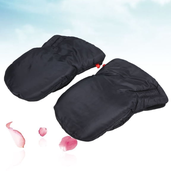 LULULION Windproof Stroller Hand Muff Anti Freeze 1 Pair Black Polar Fleece for