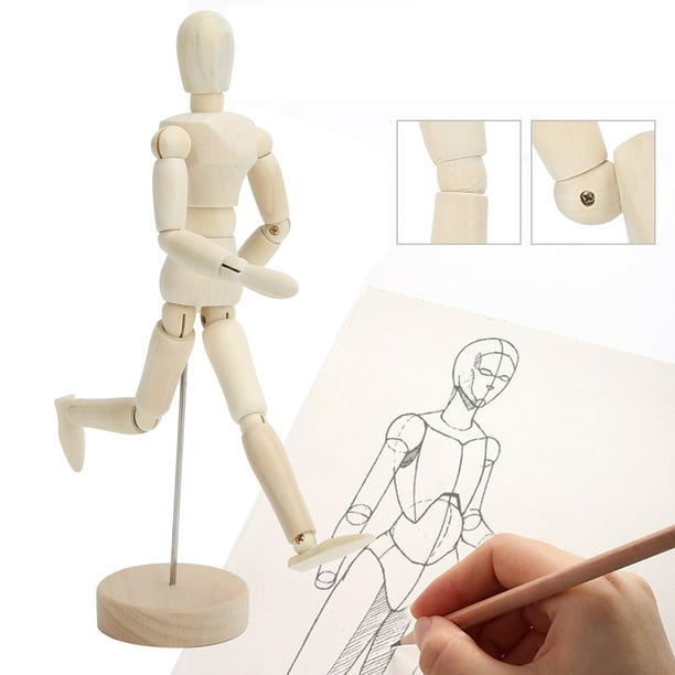 Maniquí De Madera De Decoración De 21,7 Cm De Alto, Modelo Humano De Dibujo Ajustable Movible Para Adornos Del Hogar