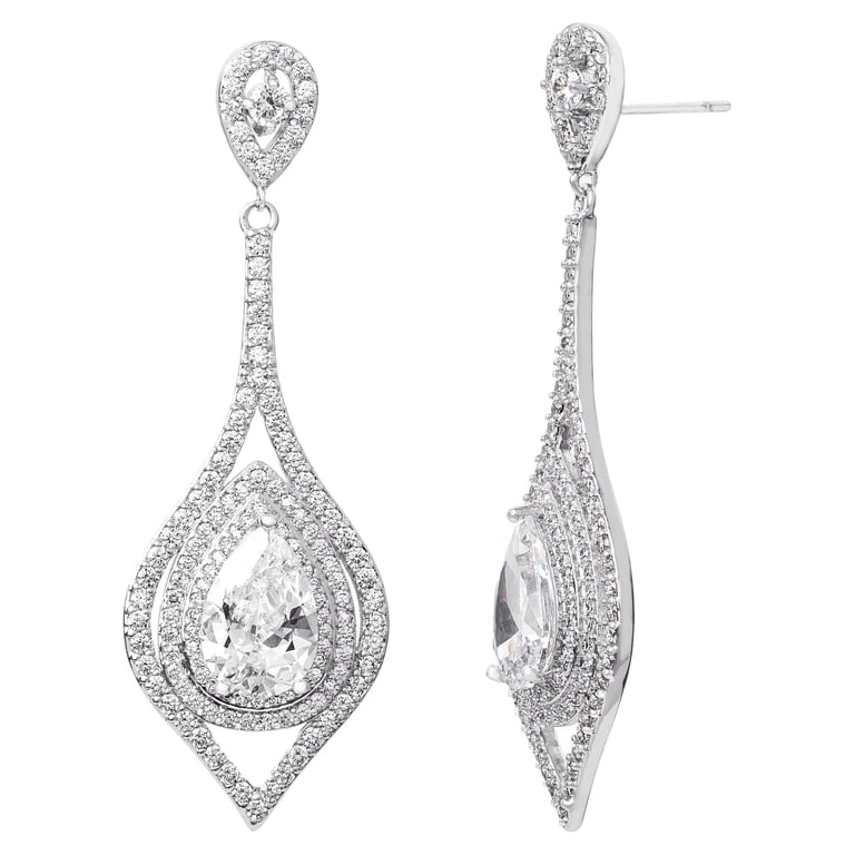Believe by Brilliance Sterling Silver Teardrop Cubic Zirconia Earrings photo 3