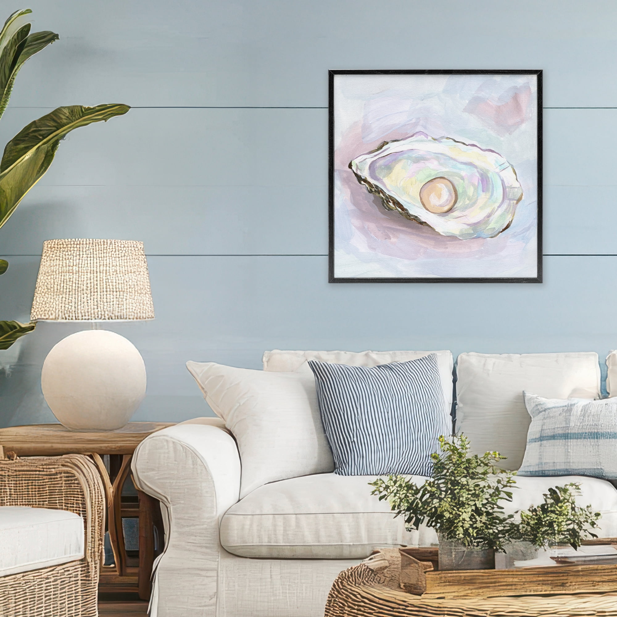 Stupell Industries Silent Opal Oyster Black Framed Giclee Art, design by Melissa Wang