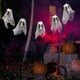 thumbnail image 4 of Esqueleto de día santo pequeño colgante fantasma bar KTV decoración de horror diseño de calavera de espuma de gauze fantasma cabeza colgante, Decoración de calavera de Halloween colgante blanca, 4 of 7