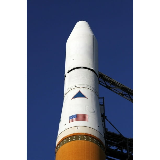 View of the nose cone of the Delta IV rocket that will launch the GOESO satellite into orbit