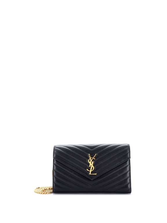 Pre-Owned Classic Monogram Wallet on Chain Matelasse Chevron Leather Medium By Rebag