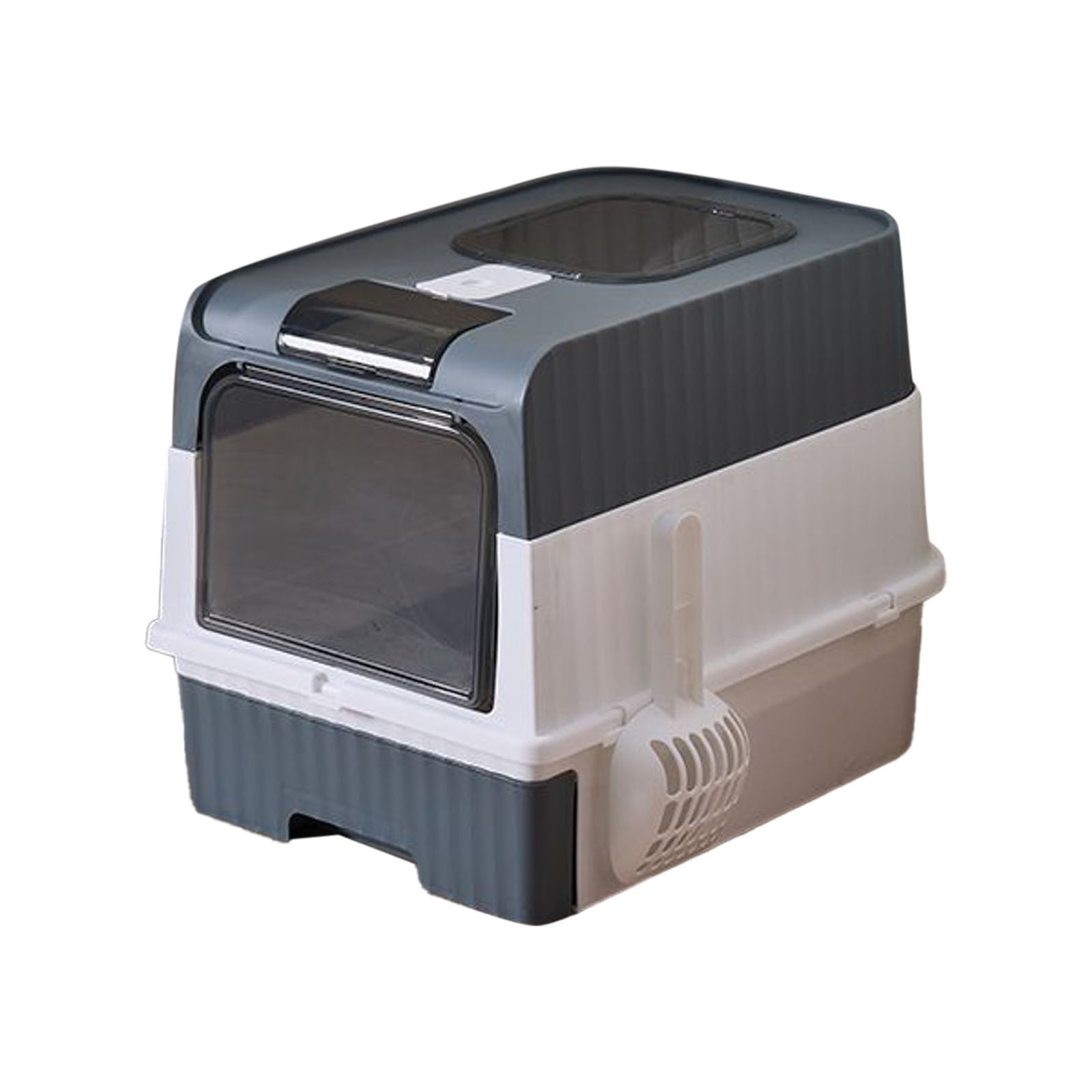 SXcggal Cat Litter With Large Foldable Cat Litter With Lid Front Entry And Top Cat Litter Easy To Clean (gray And ) Cute Healthy Practical Pet Accessories