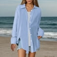 thumbnail image 2 of Camisa oversize lisa para mujer: prenda informal de corte holgado y tejido transpirable, cómoda para el día a día y las salidas informales., 2 of 8