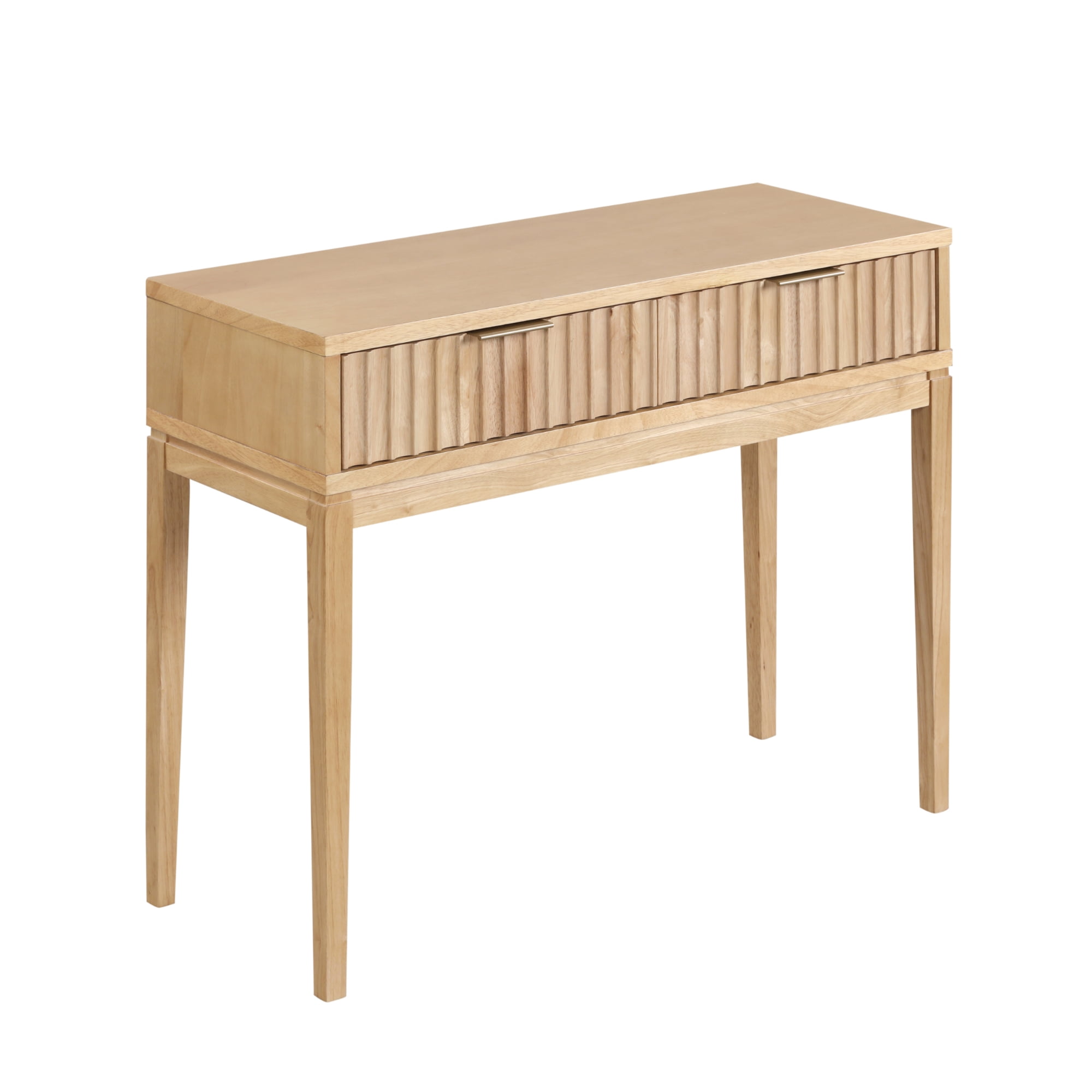 Nathan James Jasper Bohemian Hallway Table, Entryway Table with Storage Drawers, Fluted Sofa or Couch Accent Table, Natural Brown